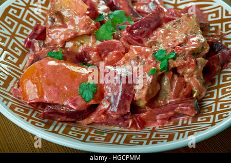 Rote Beete Mutton Curry - Chuqandar Gosht Stockfoto