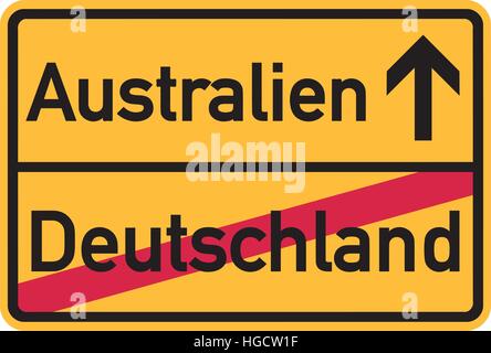 Migration Von Deutschland Nach Australien Deutsche Ortstafel Stockfotografie Alamy
