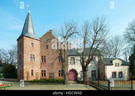 Deutschland, NRW, Kreis Düren, Nörvenich-Rommelsheim, Burg Bubenheim. 1237 Entstandene Niederungsburg Liegt in Einer Gehölzinsel in der Sonst sterben Baum Stockfoto