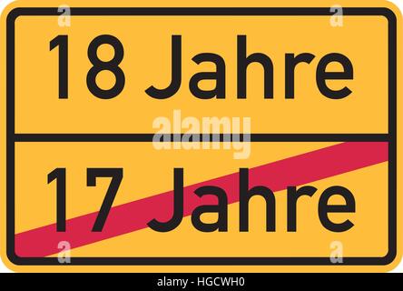 18. Geburtstag - Roadsign Deutsch Stock Vektor