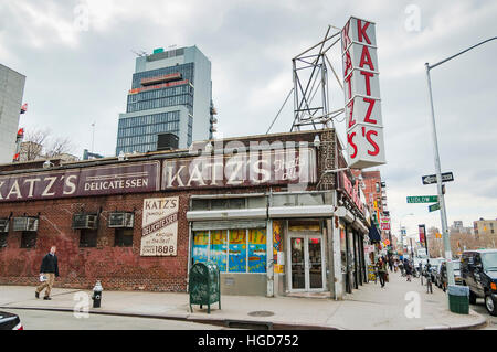 Katzs Delicatessen Storefront in Lower East Side, Manhattan, NYC. Stockfoto