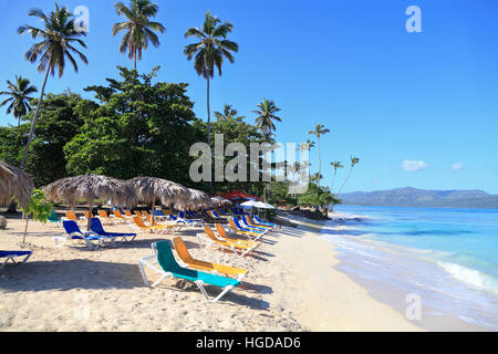 La Playta, schönen tropischen Strand mit weißem Sand in der Nähe von las Galeras Dorf, Dominikanische Republik Stockfoto