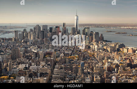 Südlich der Freedom Tower im unteren Manhattan, New York anzeigen Stockfoto