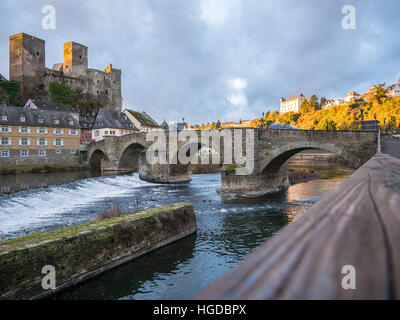 Runkel, Stadt und Burg, Region Fluss Lahn, Hessen, Deutschland Stockfoto