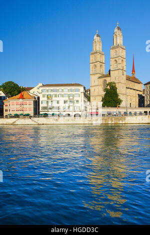 Grossmünster-Kirche in der Stadt Zürich, Schweiz Stockfoto