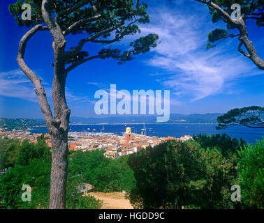 Erhöhten Blick auf St. Tropez, Côte d ' Azur, Côte d ' Azur, Frankreich Stockfoto