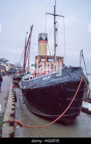 Dampfschiffes "Brent", festgemacht 1945, in The Hythe, Maldon, Essex, England Stockfoto