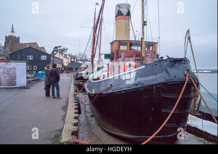 Dampfschiffes "Brent", festgemacht 1945, in The Hythe, Maldon, Essex, England Stockfoto