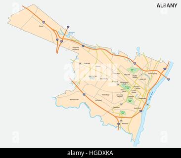 Karte von Albany, der Hauptstadt von der uns State of New York Stock Vektor