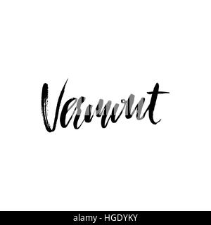 Vermont-Schriftzug. Retro-Typografie Druck. Vintage Text. Stock Vektor