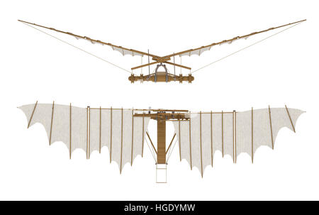 DaVinci Voladora isoliert auf weiss. 3D-Rendering Stockfoto