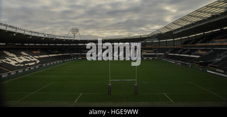 KCOM Stadion, Hull, UK. 8. Januar 2017. Hull FC V Rumpf KR Clive Sullivan Trophy Pre-Saison 2017 freundlich. General-Stadion Ansicht gehen die KCOM-Stadion vor Hull FC Vs Rumpf KR Bild von Stephen Gaunt/Touchlinepics.com/Alamy © Live-Nachrichten Stockfoto