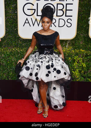 Los Angeles, Kalifornien, USA. 8. Januar 2017. Janelle Monae 043 74. Annual Golden Globe Awards im Beverly Hilton in Los Angeles angekommen. 8. Januar 2017 © Gamma-USA/Alamy Live-Nachrichten Stockfoto