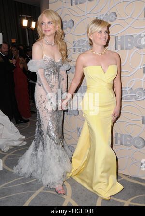 Beverly Hills, Kalifornien, USA. 8. Januar 2017. Nicole Kidman, Reese Witherspoon. HBO offizielle Golden Globe Awards After Party im Beverly Hilton Hotel statt © Birdie Thompson/AdMedia/ZUMA Draht/Alamy Live News Stockfoto