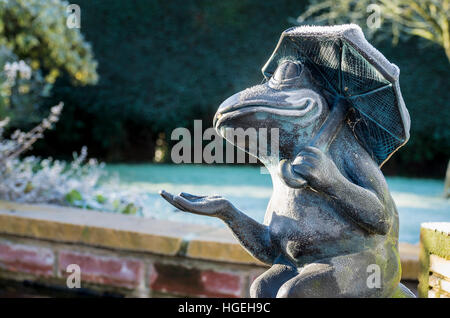 Ein Hauch von Humor im Wintergarten eine gefrorene Swimmingpool Stockfoto