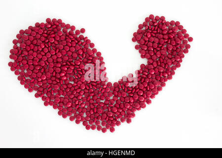 Tabletten Medizin Muskelform isoliert auf weiss Stockfoto