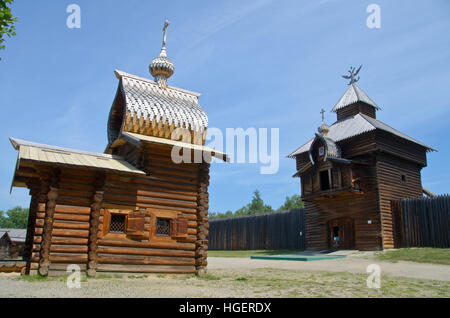 Taltsy Museum f hölzernen architektonischen und Ethonography in der Nähe von Irkutsk Stadt. Stockfoto