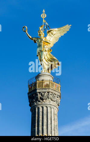 Siegessäule, Siegessäule. Denkmal von Heinrich Strack zum Sieg in der Dänisch-preußischen Krieges zu gedenken. Großer Stern, großer Stern, Berlin, Deutschland Stockfoto