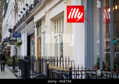 Illy Kaffee Zeichen auf Craven Terrace, London, UK Stockfoto