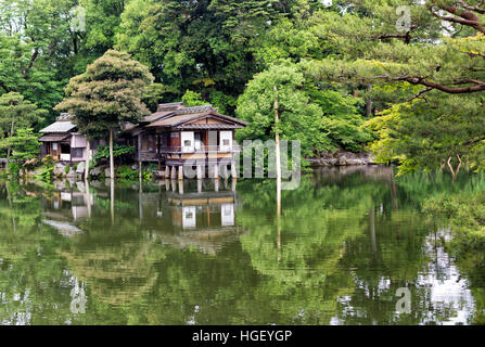 Teehaus in Kanazawa im Kenrokuen Garten Kanazawa Stockfoto