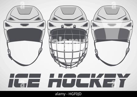 Satz von Skizze Eishockey Helme Stock Vektor