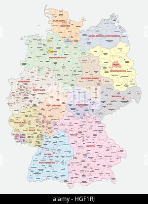 Karte der Wahlkreise für die Bundestagswahl, 2017 Stock Vektor