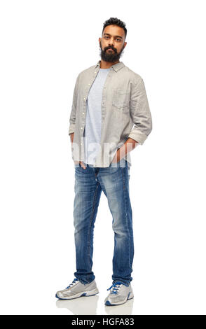 indischer Mann in weiß Stockfoto