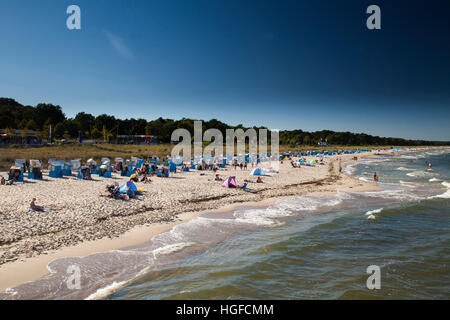Strand mit Strandkörbe, Ostsee Spa, Göhren, Rügen, Mecklenburg-Vorpommern Stockfoto