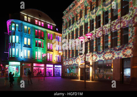 Zeigen Sie Licht Recklinghausen, Illumunation, Ruhrgebiet, Nordrhein-Westfalen, Stockfoto