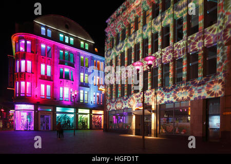 Zeigen Sie Licht Recklinghausen, Illumunation, Ruhrgebiet, Nordrhein-Westfalen, Stockfoto