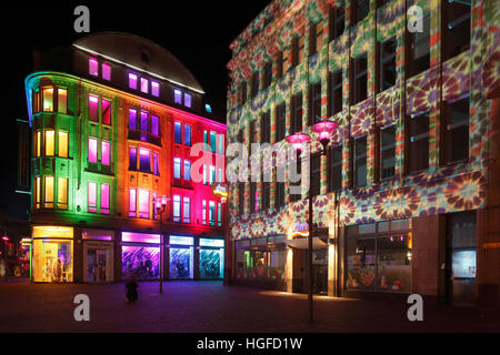 Zeigen Sie Licht Recklinghausen, Illumunation, Ruhrgebiet, Nordrhein-Westfalen, Stockfoto