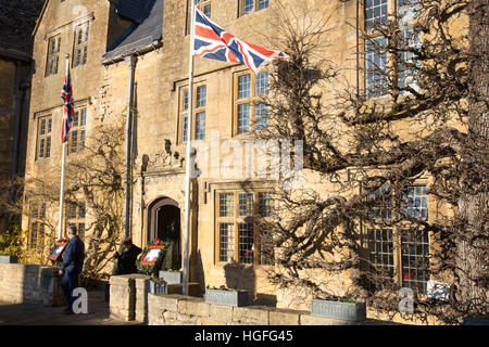 Außenseite des Lygon Arme Wirtshaus und Restaurant-Hotel in den Cotswolds Dorf Broadway, Worcestershire, England Stockfoto