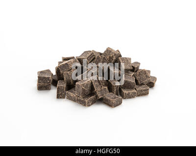 Schokolade Brocken auf einem Haufen, Isolated on White Stockfoto