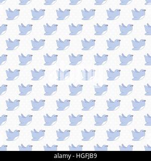 Niedliche Vögel auf Polka Dot nahtlose Muster Stock Vektor