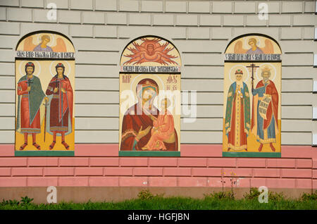 Schöne Malerei an der Kirche der Erscheinung des Herrn in Irkutsk Stockfoto