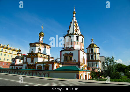 Schöne Kirche der Erscheinung des Herrn in Irkutsk Stockfoto