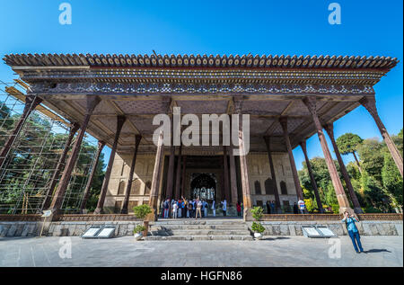 Der Palast von vierzig Säulen (Chehel Sotoun) in Isfahan, Hauptstadt der Provinz Isfahan im Iran Stockfoto