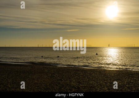 Gunfleet Sands Windpark vor der Küste von Clacton am Meer Essex England Boxing Day 2016 Stockfoto