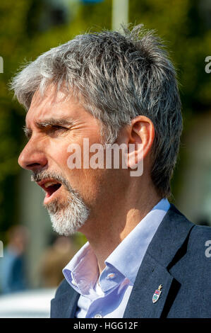 Ehemalige Rennfahrer Damon Hill im Goodwood House in Sussex Stockfoto