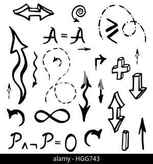 Handgezeichnete mathematische Elemente-Vektor-Illustration. Stock Vektor