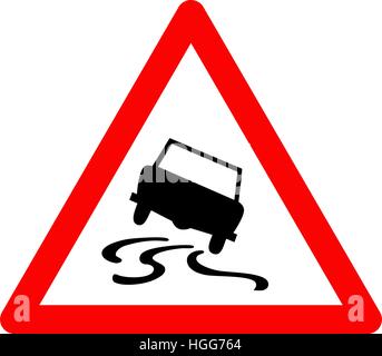 Vektor-Dreieck Verkehrszeichen für rutschige Straße Stock Vektor