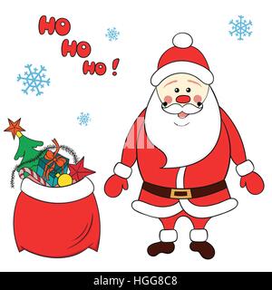 Vector Illustration of Santa Claus mit Sack voll von Geschenke Stock Vektor