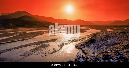 Jokulgilskvisl Fluss in Landmannalaugar, Hochland, Island Stockfoto