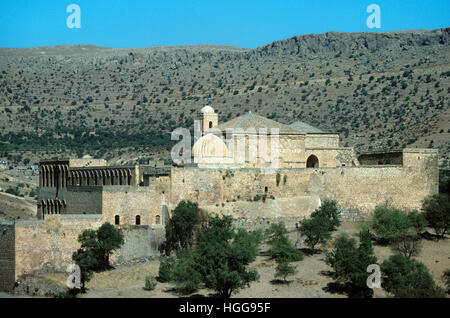 Die Mor Hananyo Kloster (f.493) auch bekannt als das Kloster von Saint Ananias oder das Safran-Kloster, ein Syriac orthodoxe Kloster im Tur Abdin Anbaugebiet nahe Mardin Südost-Türkei Stockfoto
