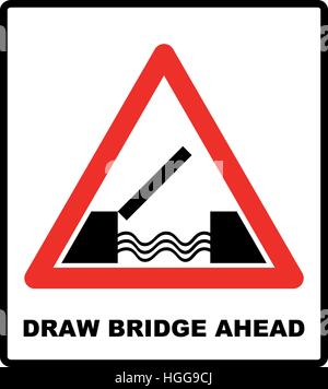 Heben Brücke Zeichen Warnsymbol im flachen Stil auf einem weißen Hintergrund Stock Vektor