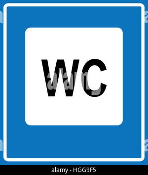 WC-Verkehrszeichen auf weißem Hintergrund. Stock Vektor