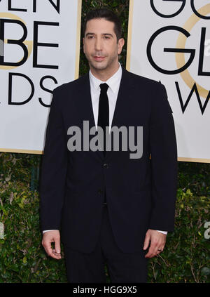 Los Angeles, Kalifornien, USA. 8. Januar 2017. Los Angeles, USA. 8. Januar 2017. David Schwimmer 74. Annual Golden Globe Awards im Beverly Hilton in Los Angeles angekommen. 8. Januar 2017 © Gamma-USA/Alamy Live-Nachrichten Stockfoto