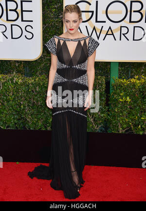 Los Angeles, Kalifornien, USA. 8. Januar 2017. Los Angeles, USA. 8. Januar 2017. Riley Keough 74. Annual Golden Globe Awards im Beverly Hilton in Los Angeles angekommen. 8. Januar 2017 © Gamma-USA/Alamy Live-Nachrichten Stockfoto