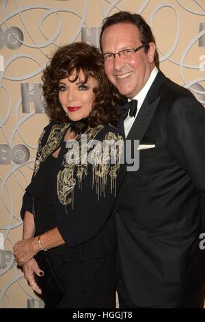 Beverly Hills, ca, USA. 8. Januar 2017. Joan Collins, Percy Gibson auf der HBO-Golden Globes After-Party im ca. 55 im Beverly Hilton Hotel in Beverly Hills, CA. © Priscilla Grant/Everett Collection/Alamy Live-Nachrichten Stockfoto