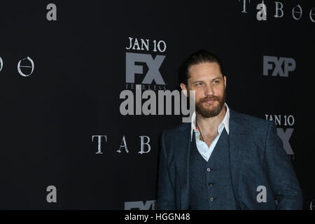 Los Angeles, Kalifornien, USA. 9. Januar 2017. Tom Hardy besucht die Premiere des FX 'Tabu' DGA Theater auf 9. Januar 2017 in Los Angeles, Kalifornien. Bildnachweis: MediaPunch Inc/Alamy Live-Nachrichten Stockfoto